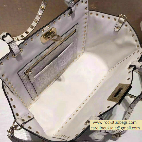 Valentino Off-White Viva Valentino Rockstud Medium Tote Bag 2015 - Click Image to Close