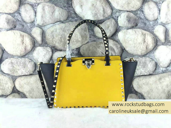 Valentino Small Rockstud Two-tone Tote 2015 Yellow/Black