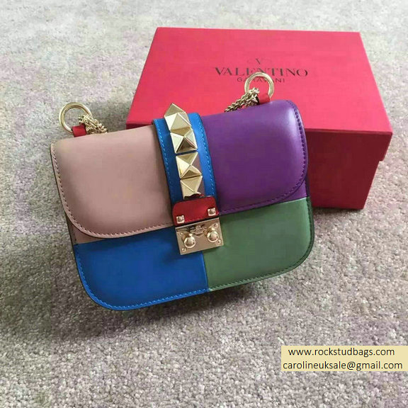 Valentino Multicolor Small Chain Shoulder Bag Pink/Purple/Blue/Green - Click Image to Close