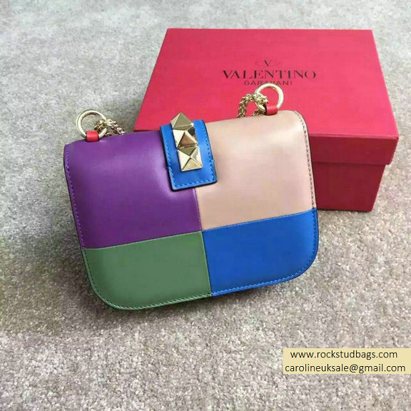 Valentino Multicolor Small Chain Shoulder Bag Pink/Purple/Blue/Green - Click Image to Close