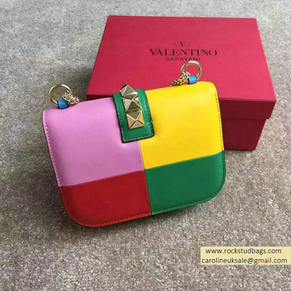 Valentino Multicolor Small Chain Shoulder Bag Yellow/Pink/Green/Red - Click Image to Close