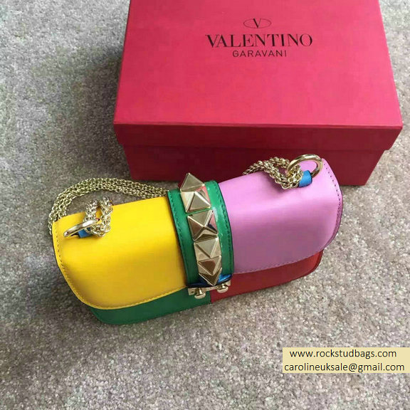 Valentino Multicolor Small Chain Shoulder Bag Yellow/Pink/Green/Red - Click Image to Close