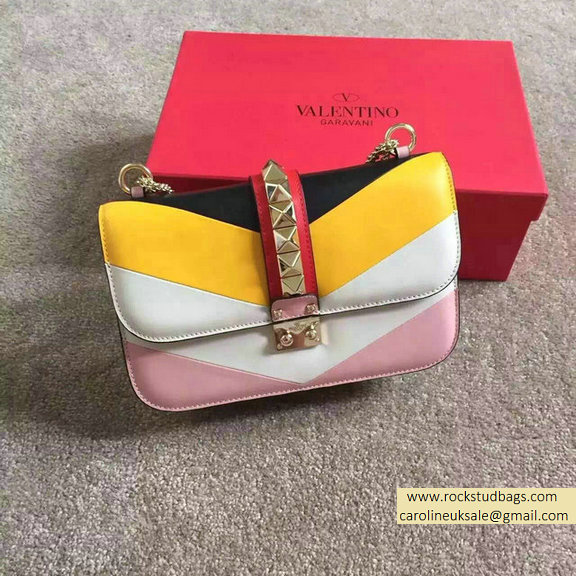 Valentino Multicolor Chain Shoulder Bag Black/White/Yellow/Pink - Click Image to Close