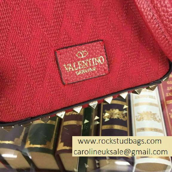 Valentino Fabric Rockstud Small Backpack Red 2015 - Click Image to Close