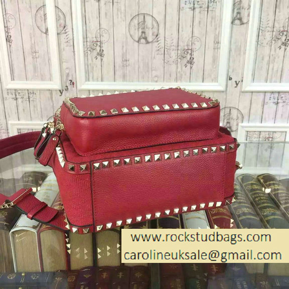 Valentino Fabric Rockstud Medium Backpack Red 2015 - Click Image to Close
