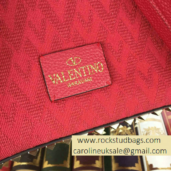 Valentino Fabric Rockstud Medium Backpack Red 2015 - Click Image to Close