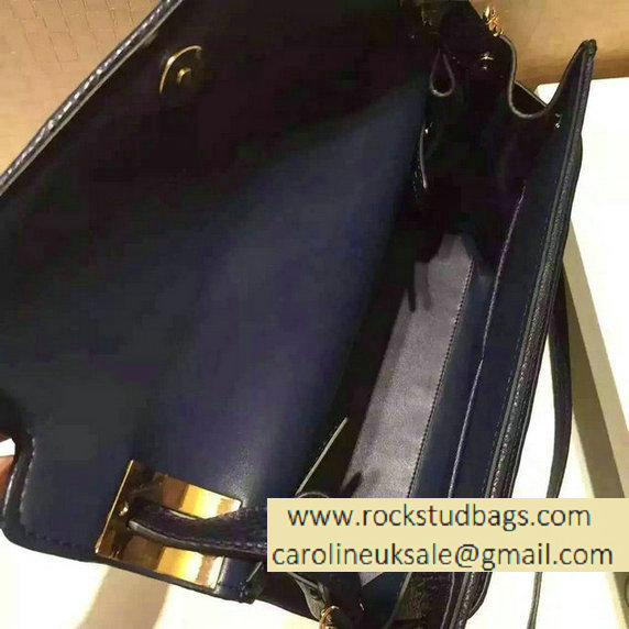 Valentino Jacquard Fabric Single Handle Bag Dark Blue 2015