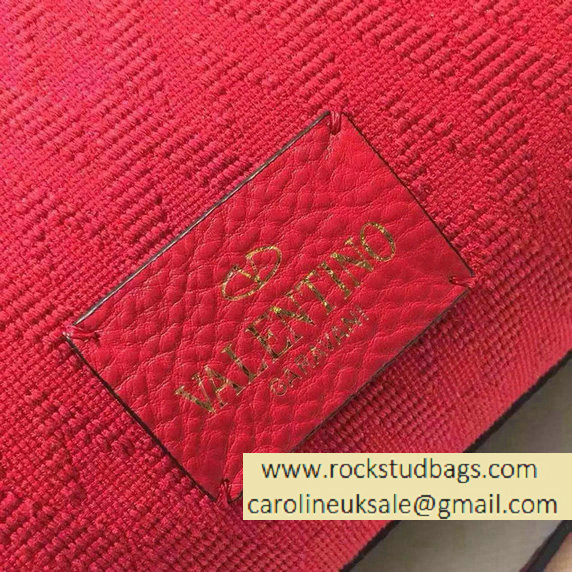 Valentino Jacquard Fabric Single Handle Bag Red 2015