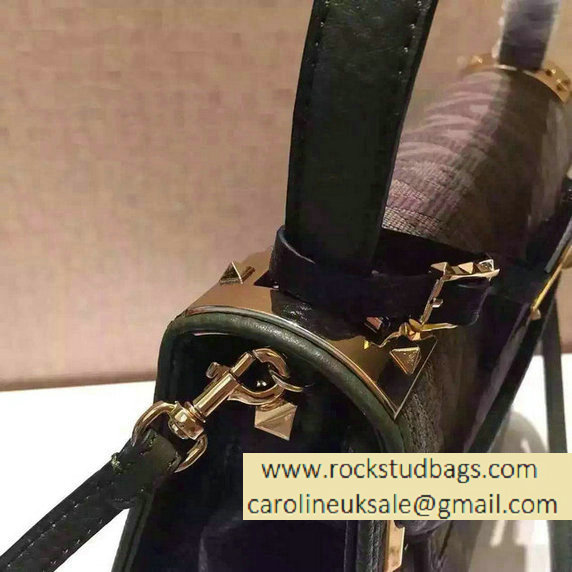 Valentino Jacquard Fabric Single Handle Bag Dark Green 2015 - Click Image to Close