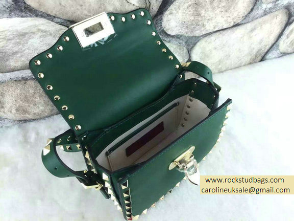 Valentino Rockstud Cross-Body Bag in Green Calfskin