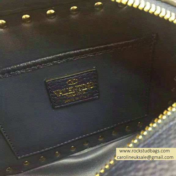Valentino Jacquard Fabric Crossbody Bag Dark Blue 2015
