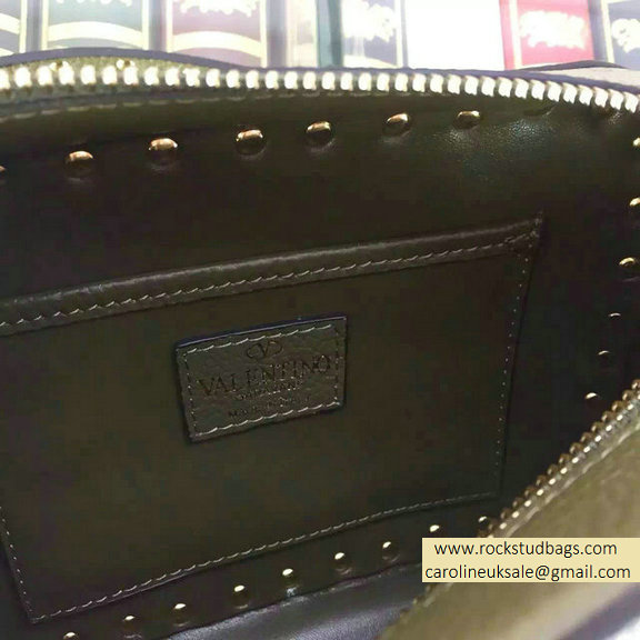 Valentino Jacquard Fabric Crossbody Bag Dark Green 2015