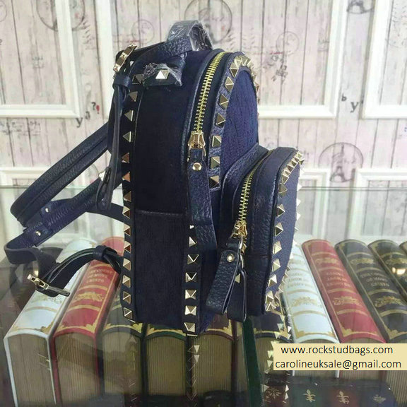 Valentino Fabric Rockstud Small Backpack Blue 2015
