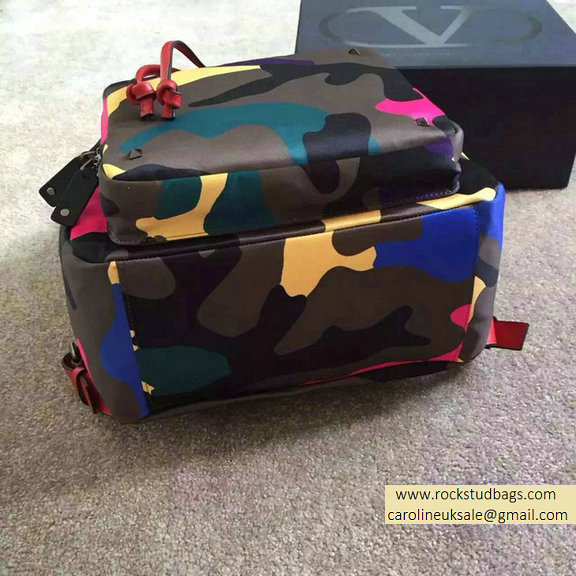 2015 Valentino Nylon Camouflage Flap Backpack