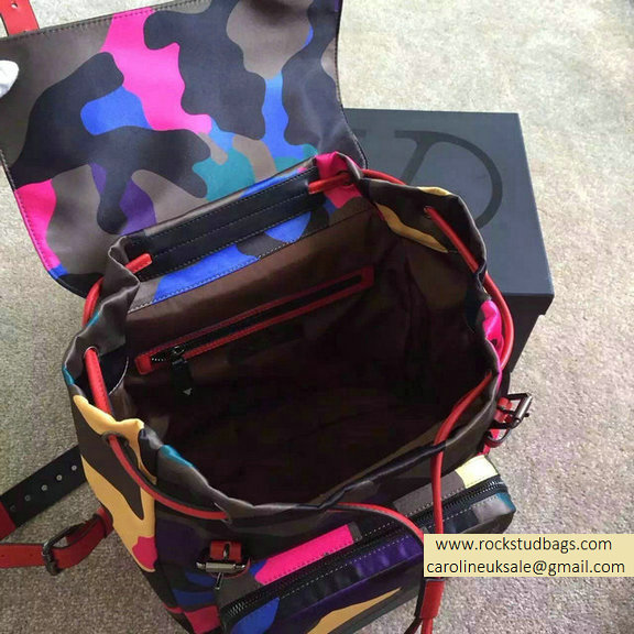 2015 Valentino Nylon Camouflage Flap Backpack