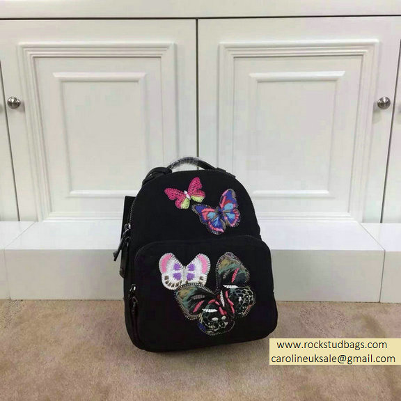 2015 Valentino Camu Butterfly Small Backpack Black