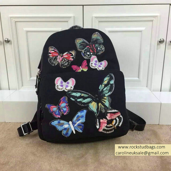 2015 Valentino Camu Butterfly Large Backpack Black