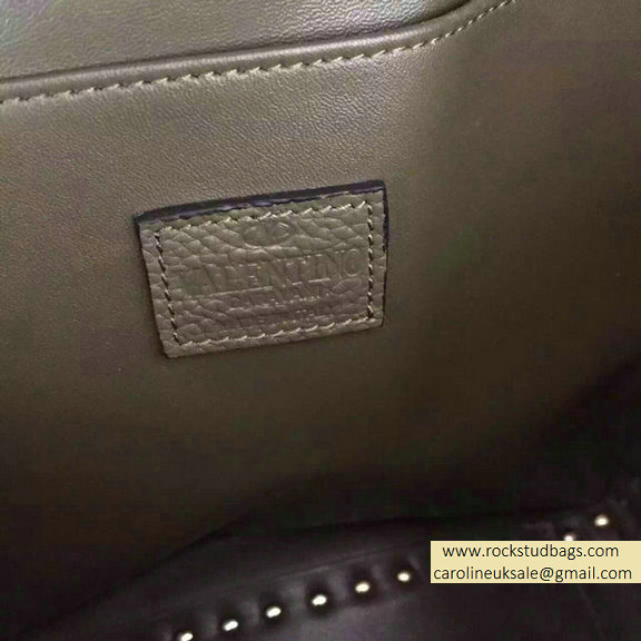 Valentino Fabric Rockstud Medium Backpack Army Green - Click Image to Close