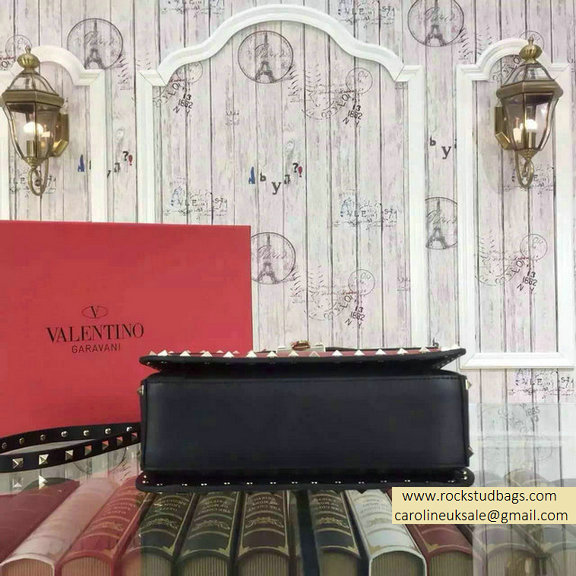 Valentino Rockstud Shoulder Bag in Two Tone Calfskin Red/Black - Click Image to Close