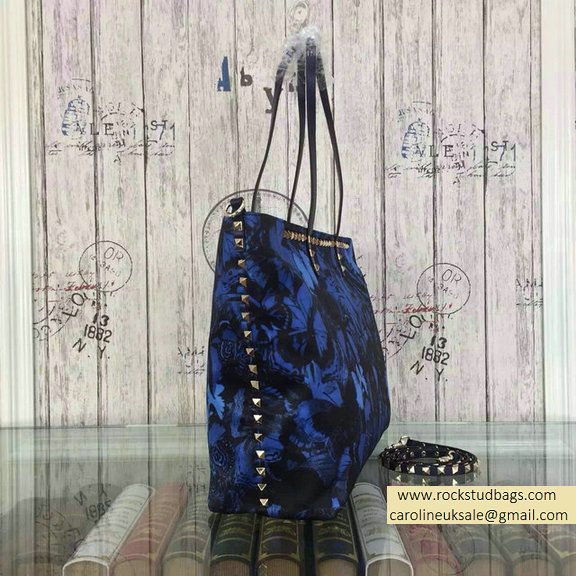 Valentino Camu Butterfly Printed Nylon Tote Bag Blue