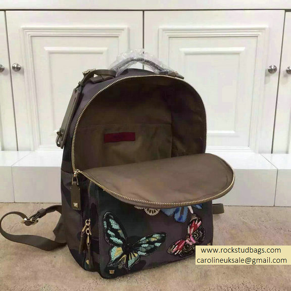 2015 Valentino Camu Butterfly Medium Backpack in Camouflage Printed Canvas