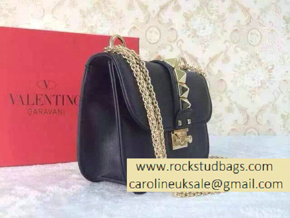 Valentino Smooth Calfskin Rockstud Small Flap Bag with Gold Hardware - Click Image to Close