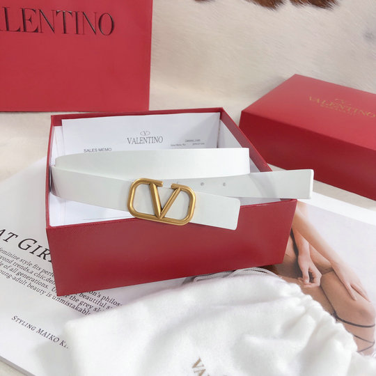 Valentino 20mm VLogo Signature Belt in White Calfskin Leather [211122 ...