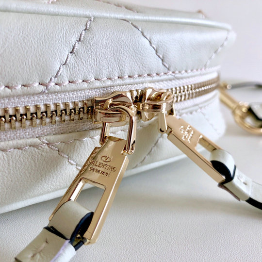 2020 Valentino Boomstud Small Crossbody Bag in White Quilted Leather ...