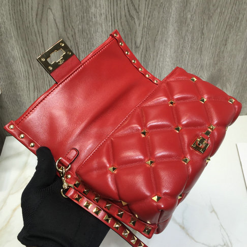 2018 Fall/Winter Valentino Candystud Clutch Bag in Red Quilted Leather ...