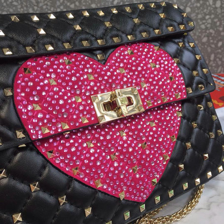 2019 Valentino Medium Crystal Heart Spike Bag [901110B] - $293.66 ...