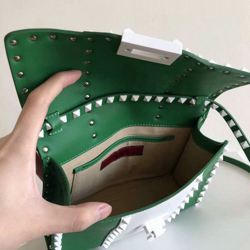 2018 S/S Valentino Free Rockstud Small Shoulder Bag in Green+White ...