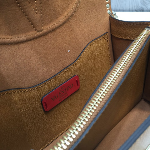 2018 New Valentino Rockstud No Limit Shoulder Bag in Brown Leather ...