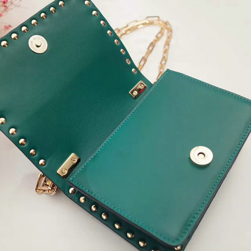 2017 F/W Valentino Small Rockstud Panther Chain Shoulder Bag in Green ...