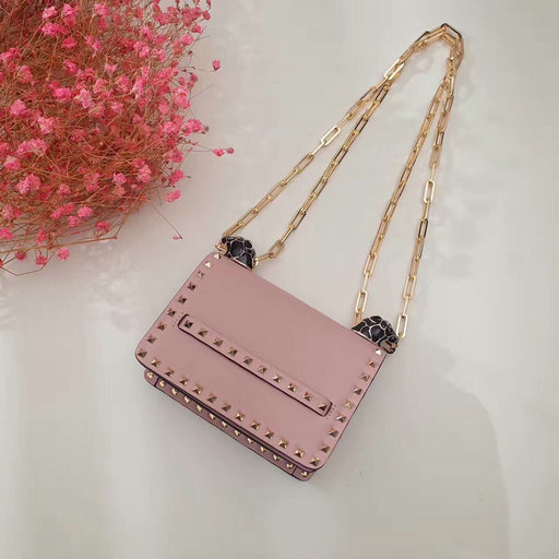 2017 F/W Valentino Small Rockstud Panther Chain Shoulder Bag in Pink ...
