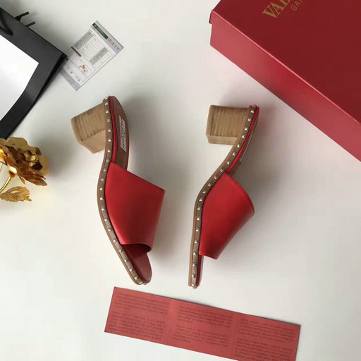 2017 Summer Valentino Soul Rockstud 50mm Sandal Red with micro studs on ...