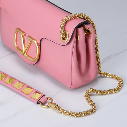2022 Valentino Stud Sign Nappa Shoulder Bag in Pink [2033H] - $299.78 ...