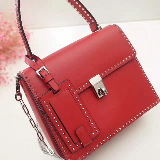 2017 F/W Valentino Small Stud Stitching Single Handle Bag in Red ...