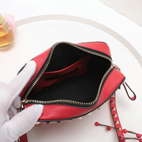 2018 S/S Valentino Rockstud Camera Bag in Red VLTN Print Calf Leather ...