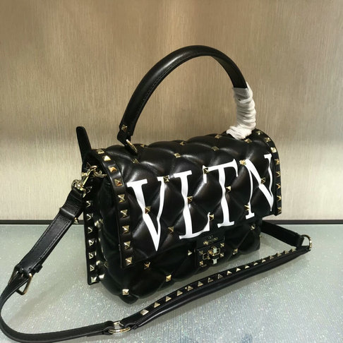 2018 S/S Valentino VLTN Print Candystud Single Handle Bag in Black ...