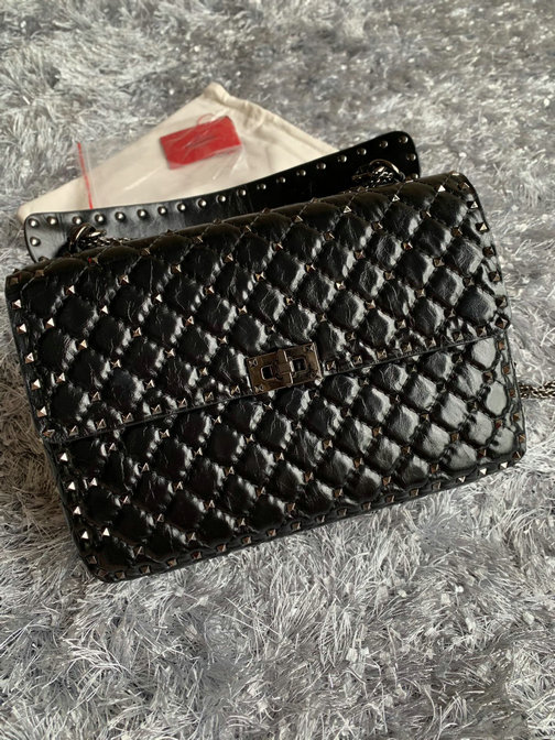 2018 S/S Valentino Garavani Rockstud Spike Large Bag in Black Leather