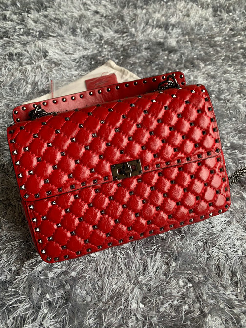 Valentino Garavani Rockstud Spike Large Bag in Red Leather